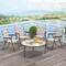 Set of 4 Brown Portable Folding Beach Chair with Steel Frame and Weather-Resistant Webbing for Outdoor Seating